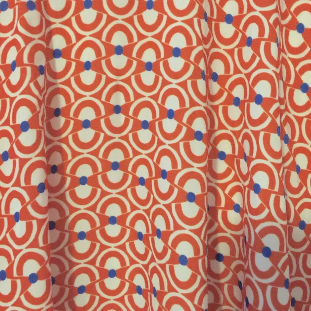 Gibson Latimer Women’s A Line Orange Blue & White Pattern Midi Skirt Sz M